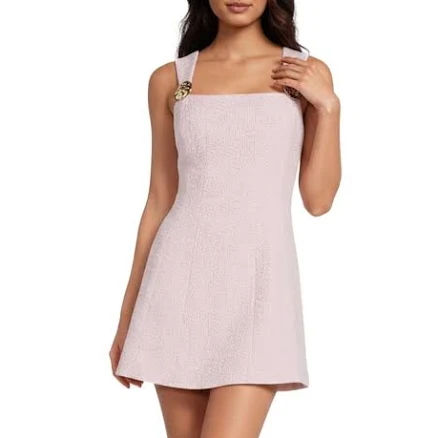 Gianni Bini Caroline Tweed Square Neck Sleeveless Mini Shift Dress
