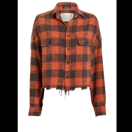 R13 Women's Cropped Plaid Shirt