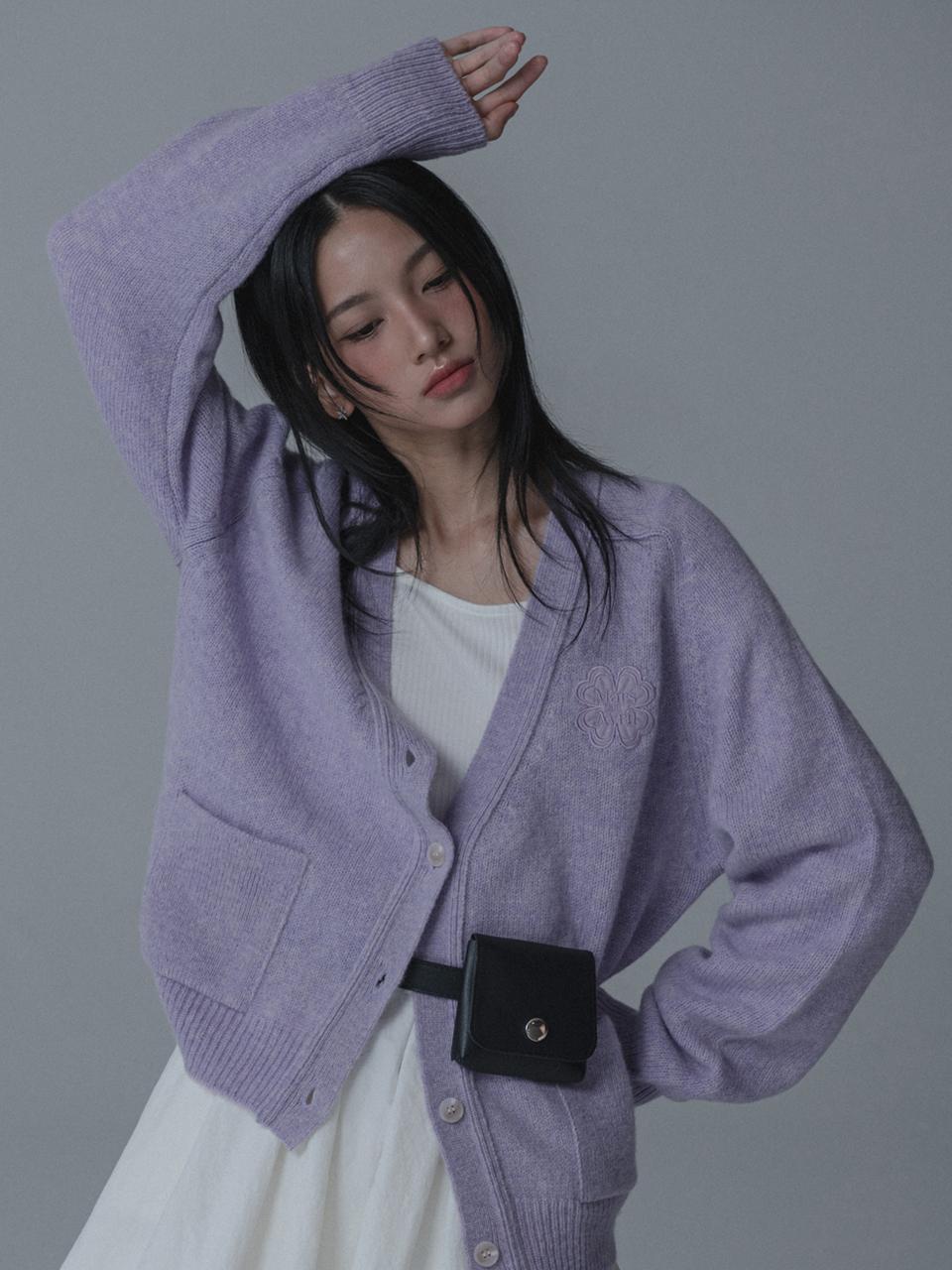 CLOVER SADDLE SHAGGY DOG KNIT CARDIGAN [3COLOR]