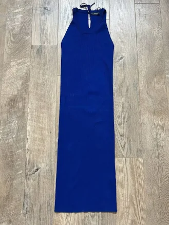 Zara Knit Halter Midi Dress Blue Small