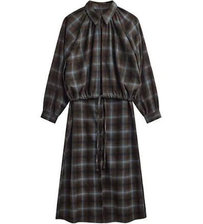 Ebell Layered Shirt Dress - Brown Plaid