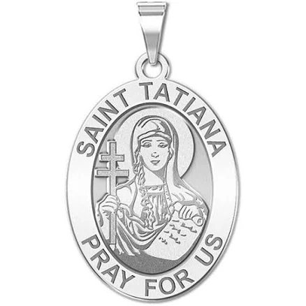 Patron Saint Tatiana Oval Medal Pendant Necklace