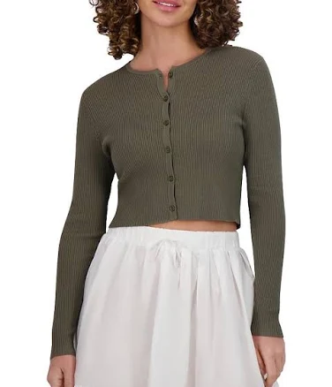 Point Cropped Women Cardigan - Palm Leaves