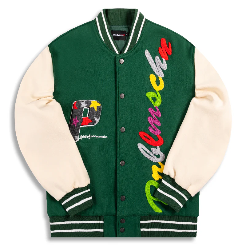 PRBLMS Rainbow LOGO Embroidered Varsity Jacket
