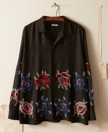 Beaded Poppy Long Sleeve Shirt