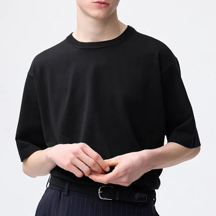 GU USA Washable Knitted Half-Sleeve T-Shirt