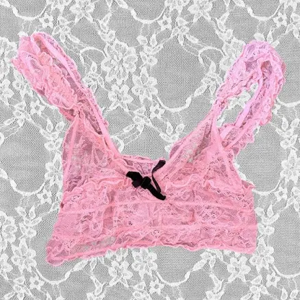 Miu Miu Women's Pink Lace Crop Top - Size S