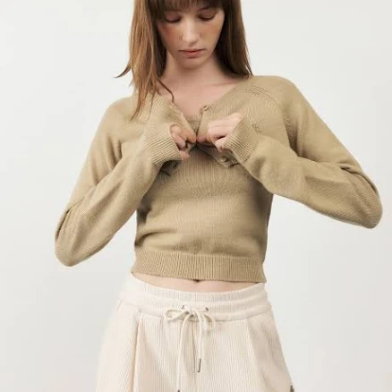 CITYBREEZE Cropped Cardigan Layered Top