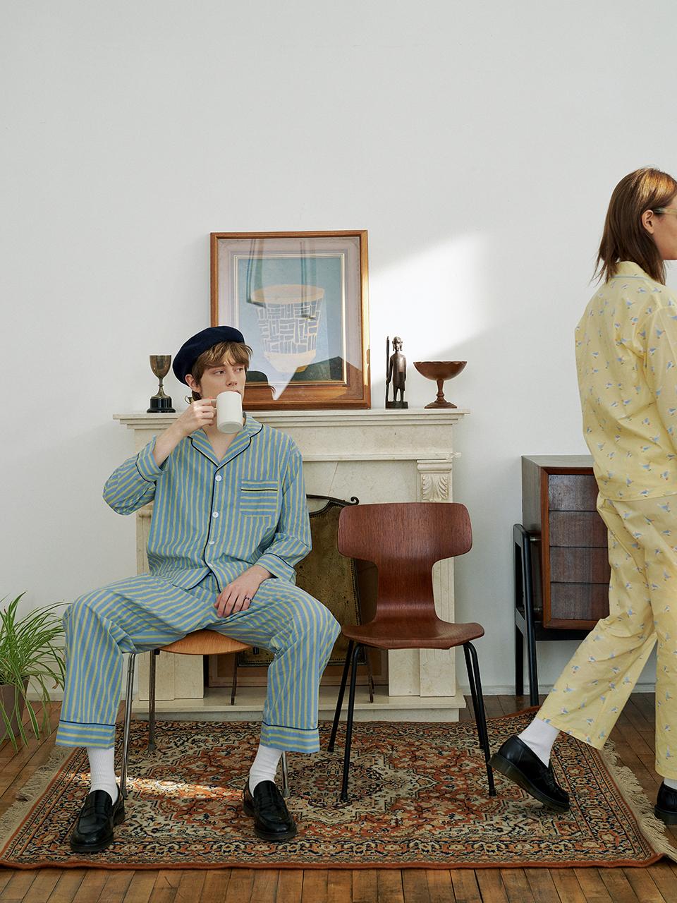 Chilling Stripe Pajama Set (Blue)