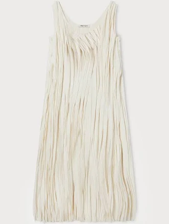 CRINKLED PLEAT SLEEVELESS DRESS