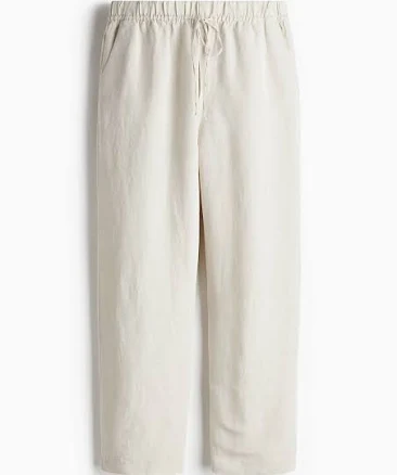 H&M Ladies Linen-Blend Drawstring Pants