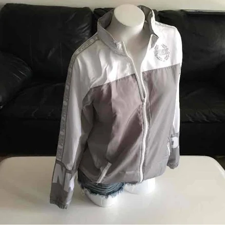 PINK VS Anorak FULL ZIP Fleece Hoodie - New Women | Color: Pink/Gray/White | Size: S