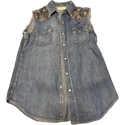 Saint Laurent Blue Denim Sleeveless Shirt Vest Size S International