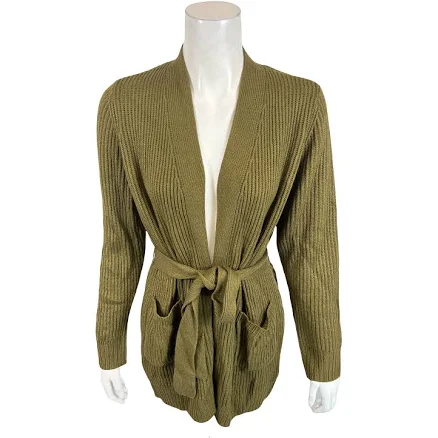 Joan Rivers Knit Wrap Cardigan With Removable Belt Top Dark Olive