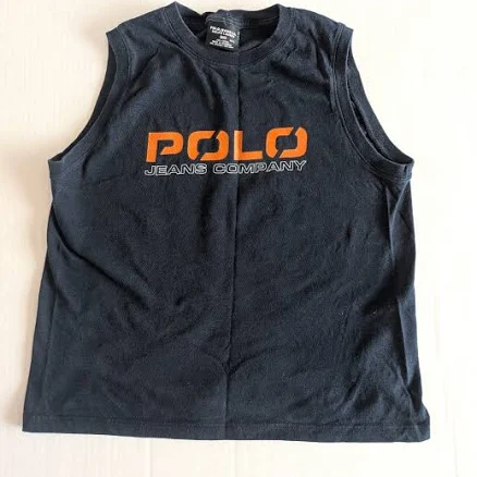 Ralph Lauren Tops | Vintage 90s Polo Jeans Company Ralph Lauren Sleeveless Shirt Navy Blue M/L | Color: Black/Orange | Size: M | Kananimon03's Closet