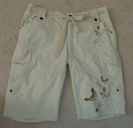 Venus beautifully Detailed Cream/ivory Embroidered Tie Waist Cargo