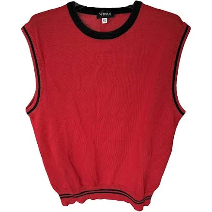 Versus Red Cotton Sleeveless Knit Vest Size M International
