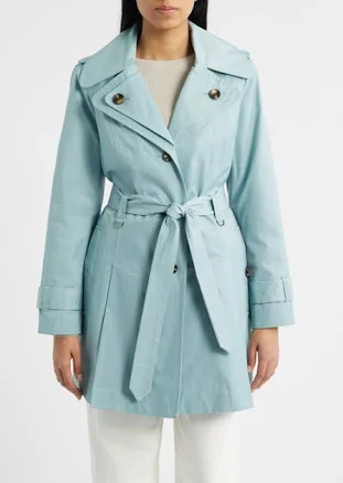 London Fog Women's Single-Breasted Hooded Belted Trench Coat
