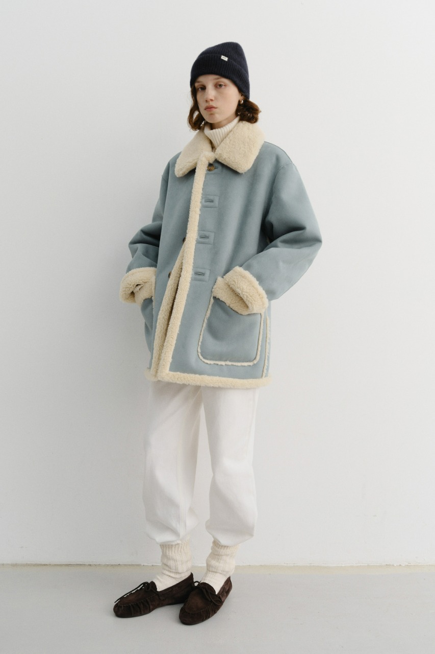 UNISEX REVERSIBLE SHEARLING JACKET SOFT BLUE