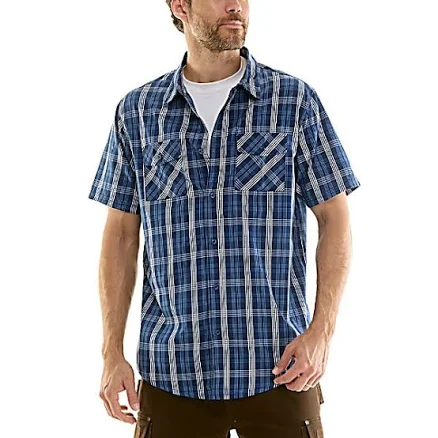 Hallstatt Men's Short Sleeve Full Button Front Shirt with 2 Chest Pockets