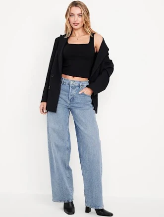 Old Navy Women's Mid-Rise Slouchy Wide-Leg Jeans