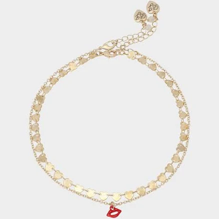 Betsey Johnson Women's Love Spell Heart & Lips Choker Necklace Set