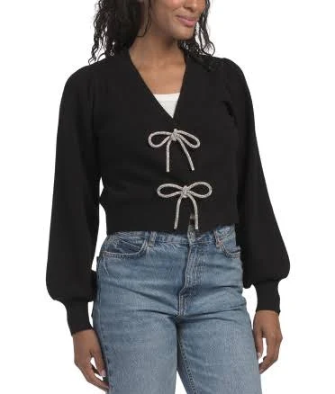 Rhinestone Bow Cardigan