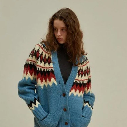 GREENBUTTER V-Neck Nordic Alpaca Cardigan