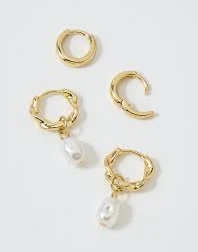 Aerie Twist Pearl Hoop Earrings 2-Pack