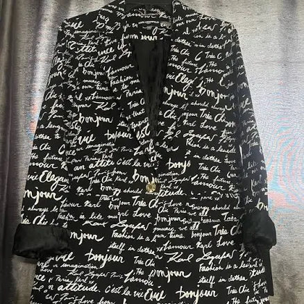 KARL LAGERFELD PARIS Women's Printed Script Blazer