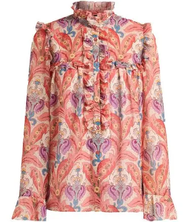 Etro Floral Print Ruffle Blouse