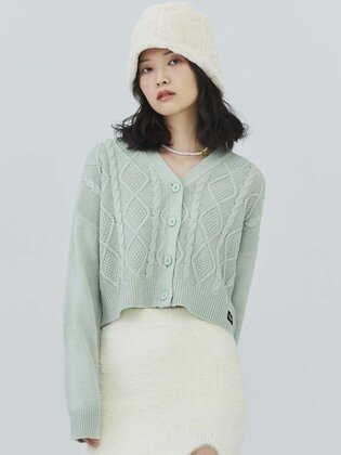 Cable Crop Knit Cardigan
