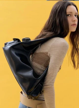 Koi Mooi Pocket Hobo Bag Medium Black Genuine Cow Leather Shoulder Bag