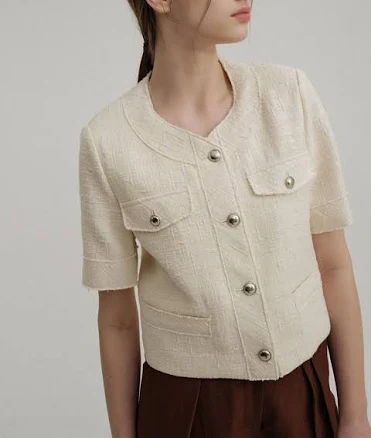 W Concept Ava MOLLI Collarless TWEED Jacket
