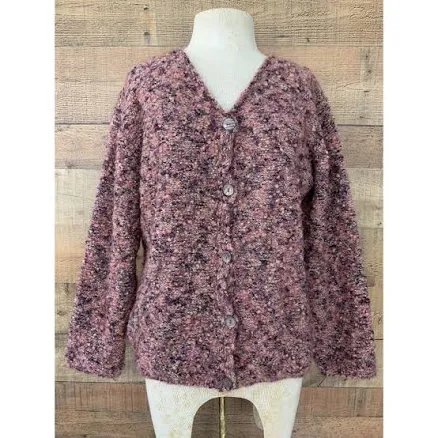 Harley of Scotland Women's Merino Wool Mohair Nubby Cardigan