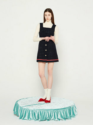 Square Neck Tweed Mini Dress