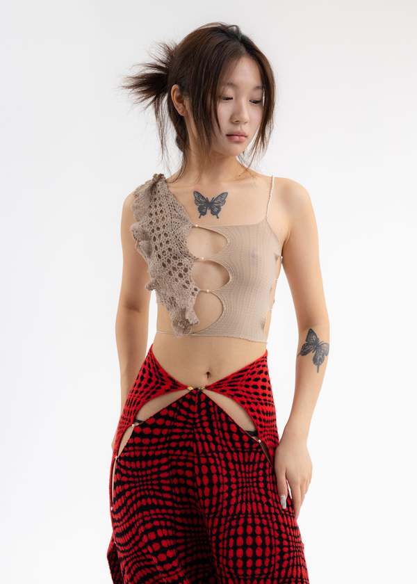 Rui Cut-out Top With Cashmere Leaf Crochet