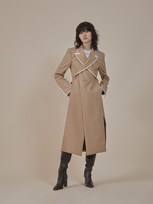 Overlapped Lapel Collar Coat