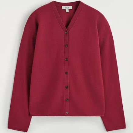 COS Women's Merino V-Neck Cardigan in Red | Wool | Size: Medium