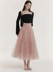 Etoile Banding Sha Skirt (Pink) - GRACE U