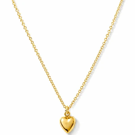 Le Serey 925 Sterling Silver Puffy Heart Necklace