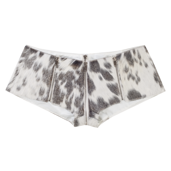 Zip Micro Shorts In Calf Skin