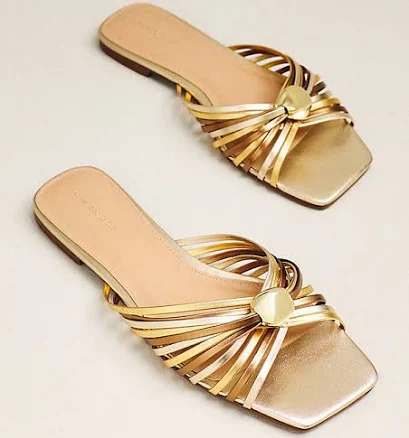 Anthropologie Strappy Square-Toe Slide Sandals