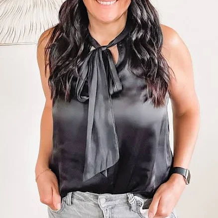 Southern Wilde Sleeveless Satin Blouse