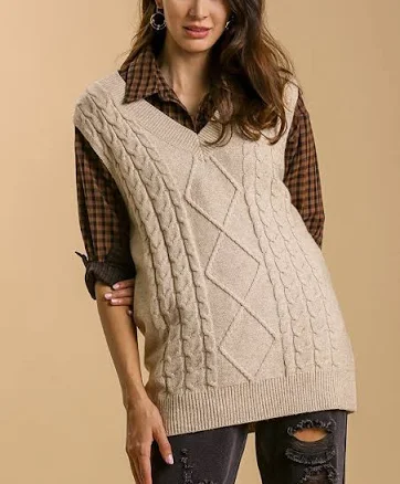Women's Cable V-Neck Sweater Vest