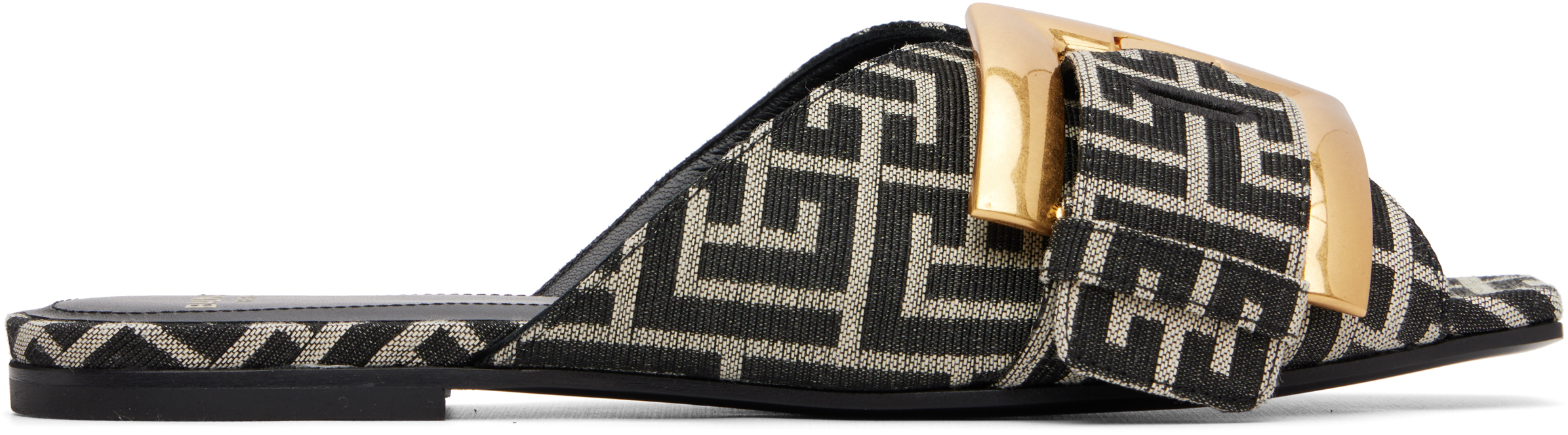 Black Flat Monogram Jacquard Anthem Sandals