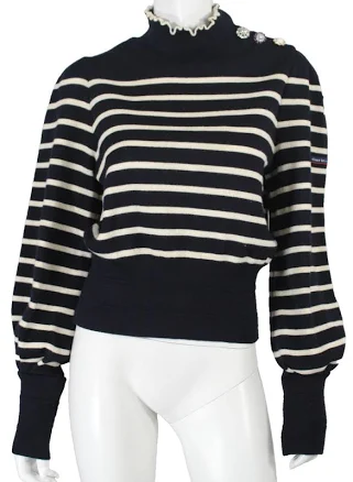 Marc Jacobs X Armor Lux Blue & White Striped Wool Knit Breton Sweater