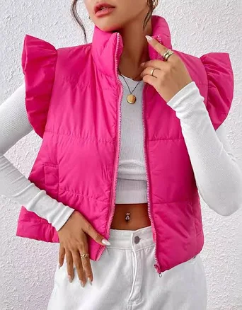 UOOZEE Flared Sleeve Pleated Vest