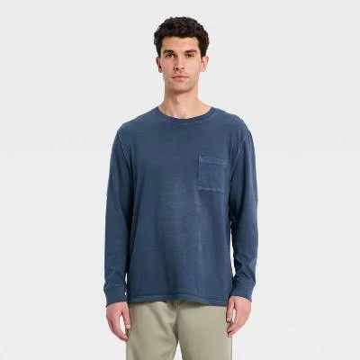 Goodfellow & Co Men's Vintage Long Sleeve Pocket T-Shirt