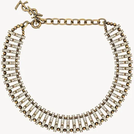SAINT LAURENT Women's Crystal Pyramid Necklace